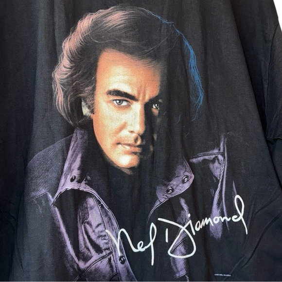 Vintage Neil Diamond US Tour 1996 Band Tee Black Purple Headshot Preloved Sz XL - Picture 8 of 13